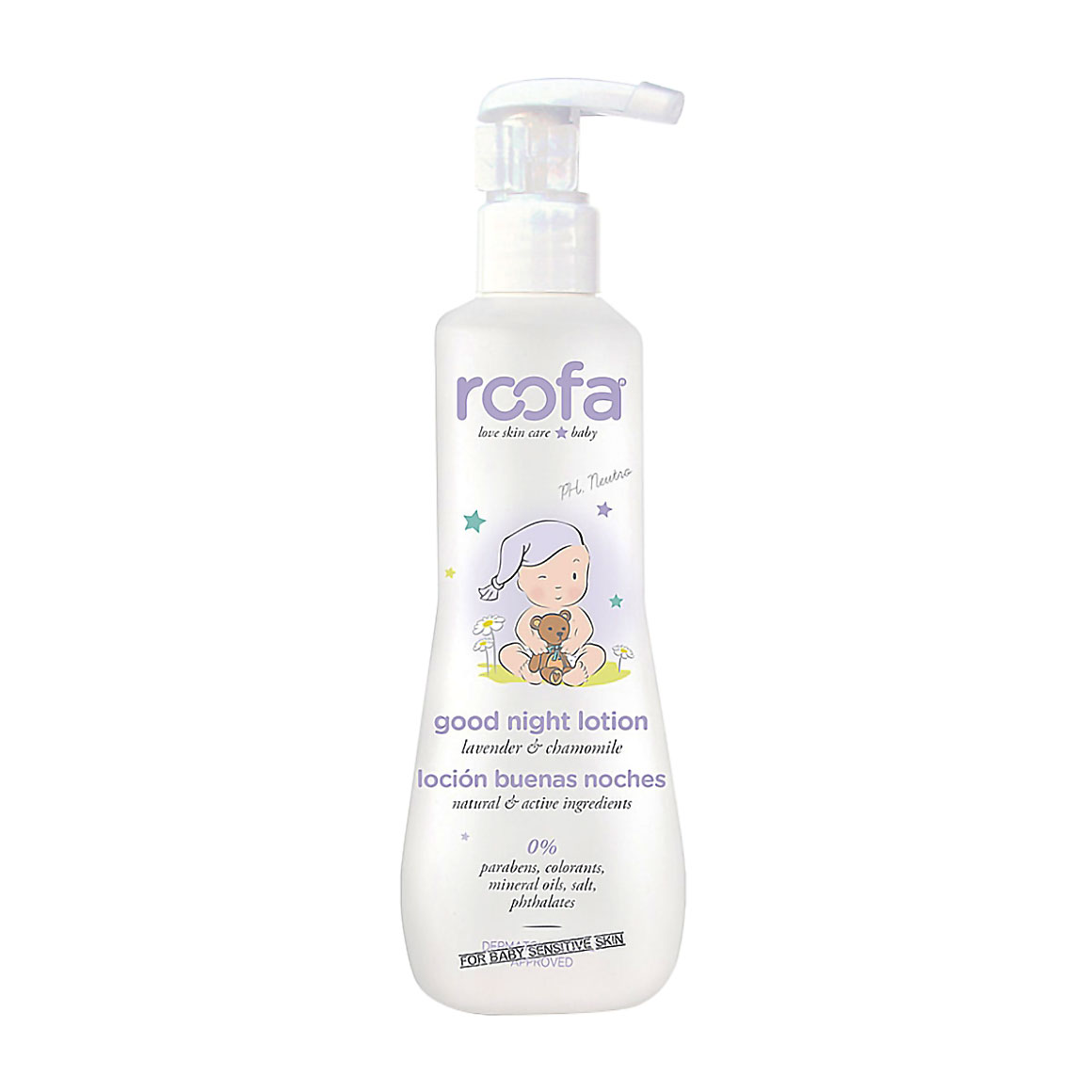 Дитячий заспокійливий лосьйон для тіла Roofa Good Night Lotion з лавандою та ромашкою, 200 мл